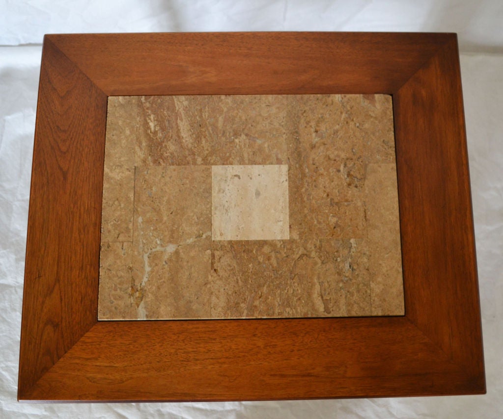  Brown Saltman, End Tables with stone inlay. 1