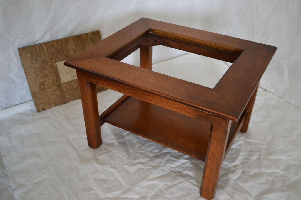 Mid-Century Modern  Brown Saltman, End Tables with stone inlay.