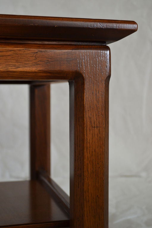 American  Brown Saltman, End Tables with stone inlay.