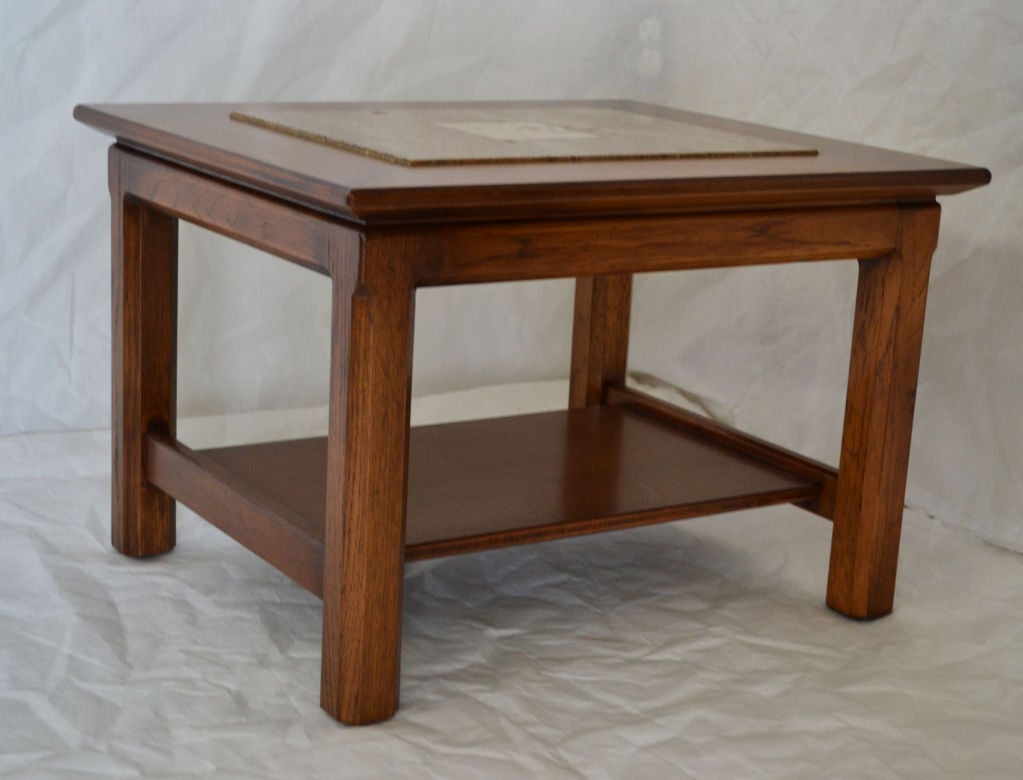  Brown Saltman, End Tables with stone inlay. In Good Condition In Camden, ME