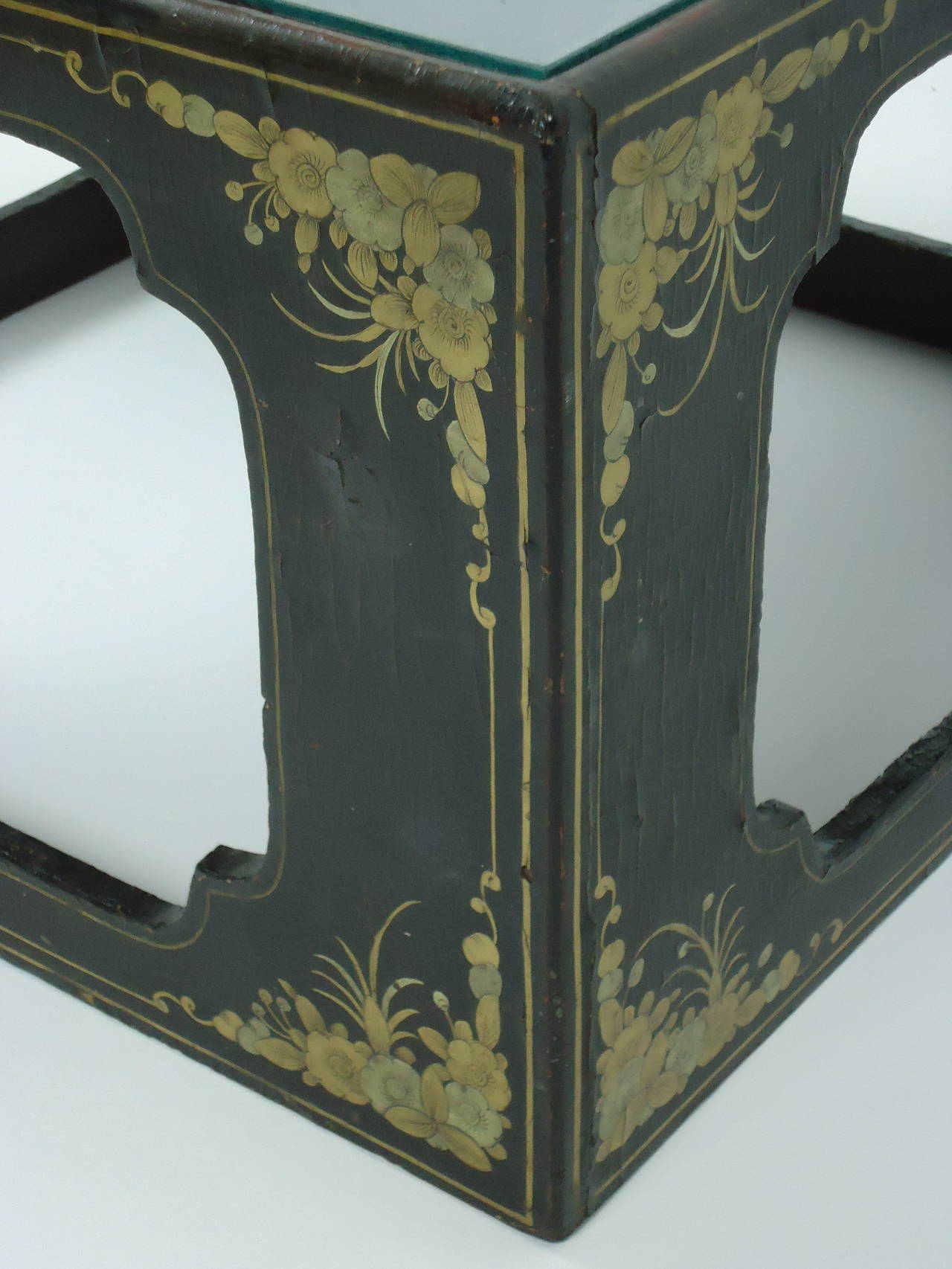 American Japanned Edwardian Butterfly Specimen Display Case or End Table, circa 1905