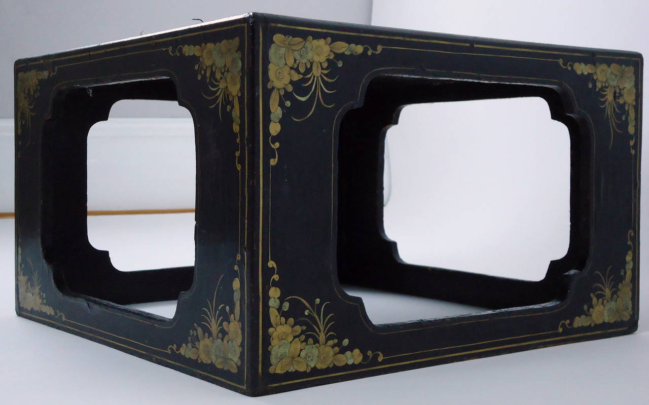 Japanned Edwardian Butterfly Specimen Display Case or End Table, circa 1905 2