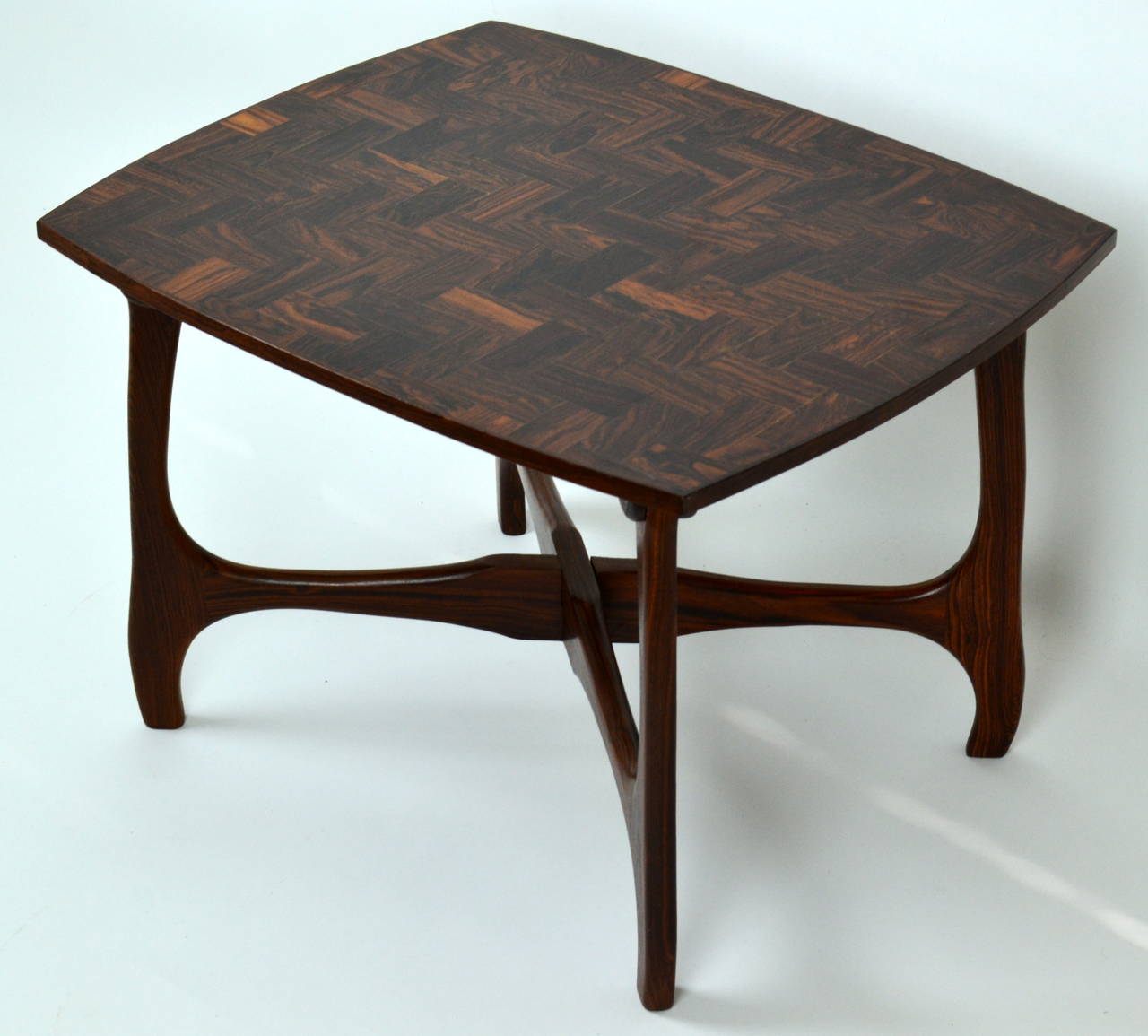 Don Shoemaker Studio End Table with Parquet Top, Mexico 1960s