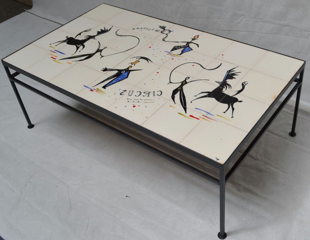 American Cocktail Table by Tye of California 1952 Circus Bastille Day