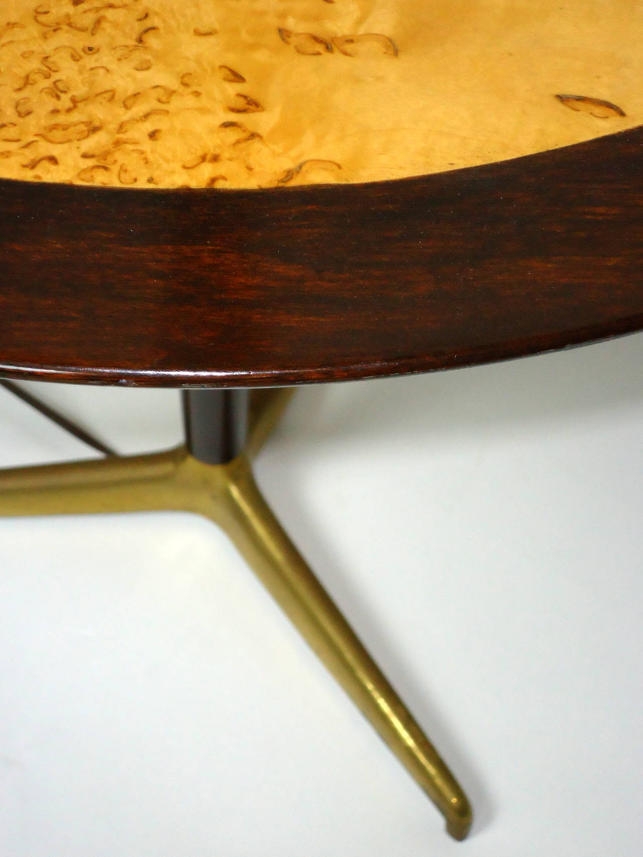 Edward Wormley for Dunbar Bird's-Eye Maple and Mahogany Lamp Table, circa 1950 In Excellent Condition In Camden, ME