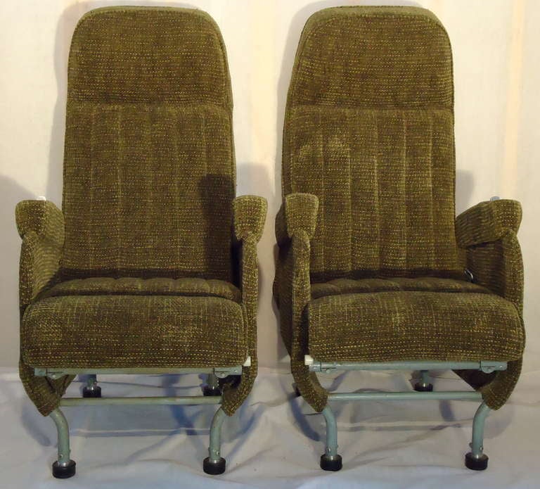 American Pair of Warren McArthur Corporation Aircraft Passenger Seats Adjustable c. 1946