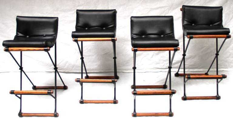 Mid-Century Modern Set of 4 Cleo Baldon Low Back Barstools for Terra c.1970