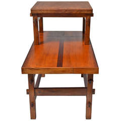 Handcrafted Studio End Table with Mixed Wood Inlay and Pegs, circa 1955 8