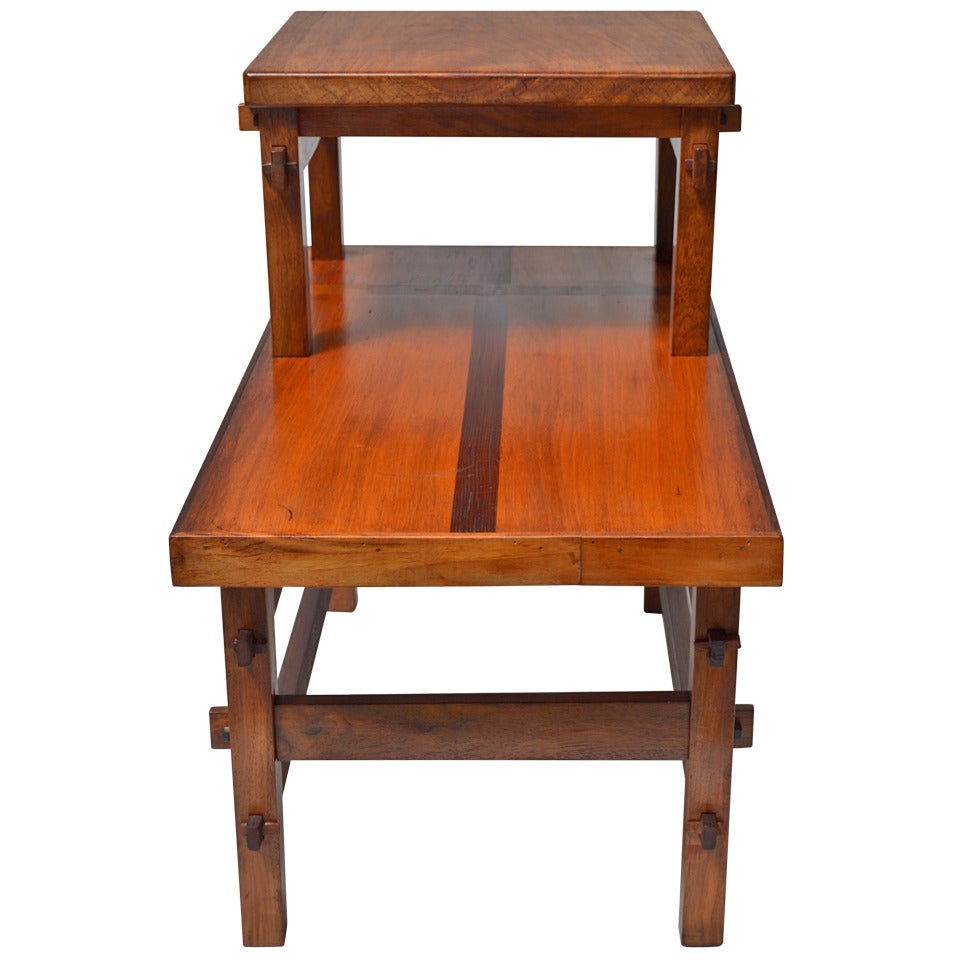 Craftsman Studio End Table with Mixed Wood Inlay and Pegs, circa 1955 For Sale