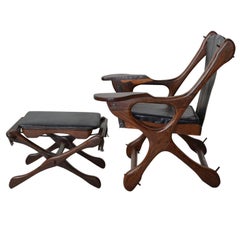 Don Shoemaker Sling "Swinger" Chair and Ottoman, Mexico  1960s