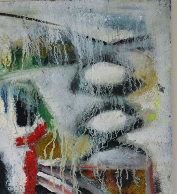 Pittura astratta degli anni '90 raffigurante un uccello rapace su tela, firmata: DK In condizioni buone in vendita a Camden, ME