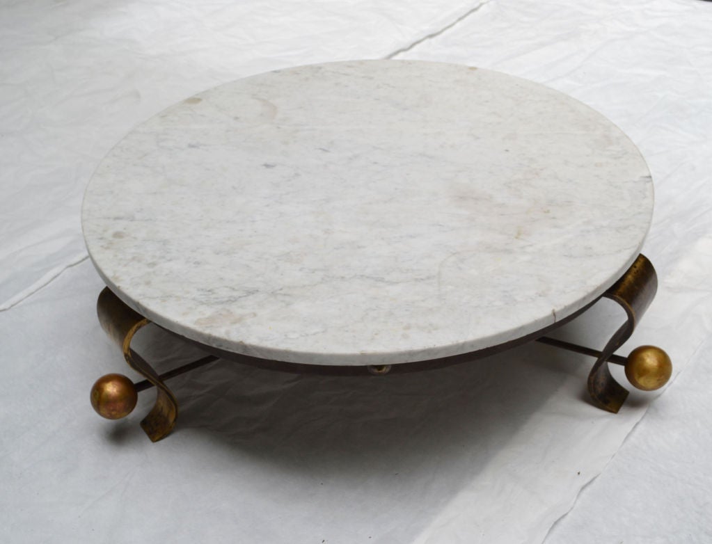 Mid-Century Modern Roberto and Mito Block Carrara Marble-Top Cocktail Table