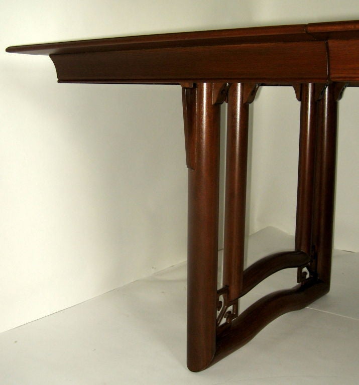 Veneer Dining Table Oriental Style Walnut Stratford House, 1953 For Sale