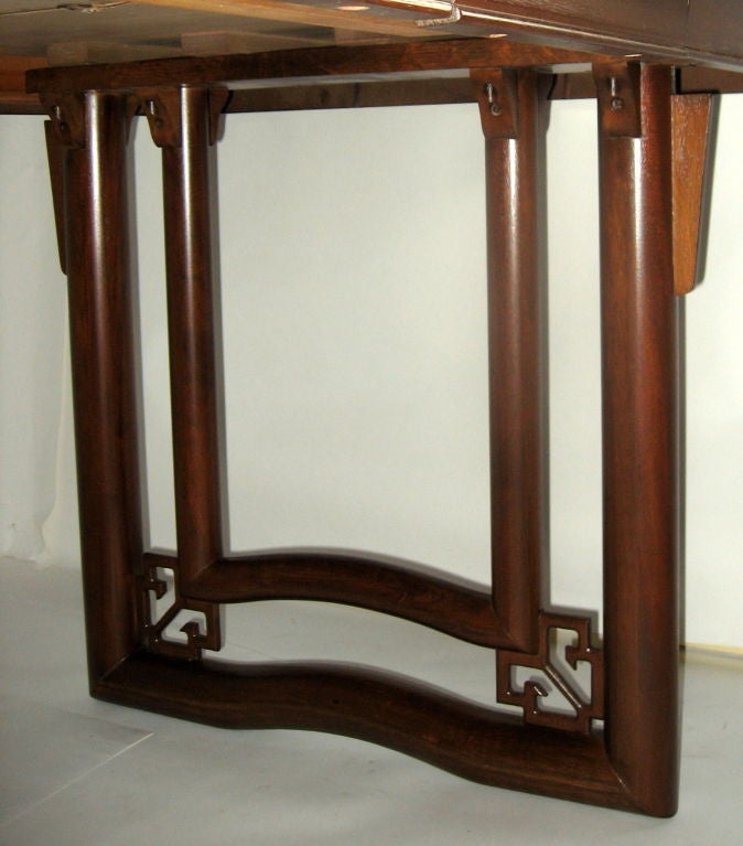 Dining Table Oriental Style Walnut Stratford House, 1953 In Good Condition For Sale In Camden, ME