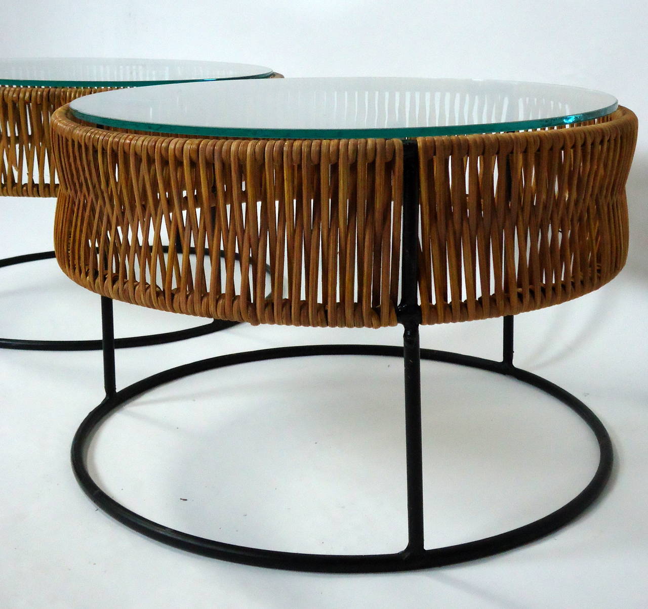 Pair of Wrought Iron and Bamboo End Tables Arthur Umanoff for Bruce Goff In Excellent Condition In Camden, ME