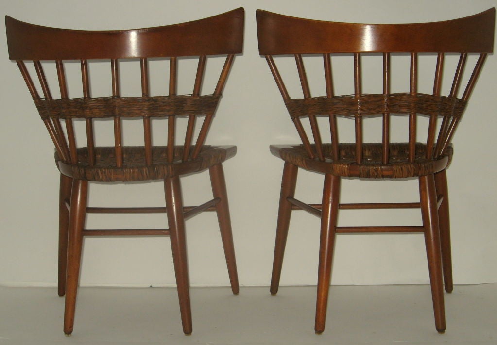 Edmund Spence Mahogany Side Chairs Woven Sea Grass Seats 1