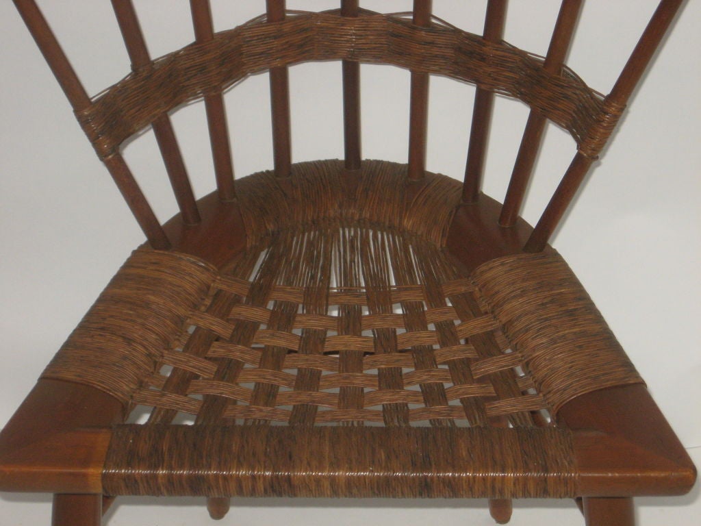 Edmund Spence Mahogany Side Chairs Woven Sea Grass Seats 2