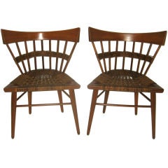 Edmund Spence Mahogany Side Chairs Woven Sea Grass Seats