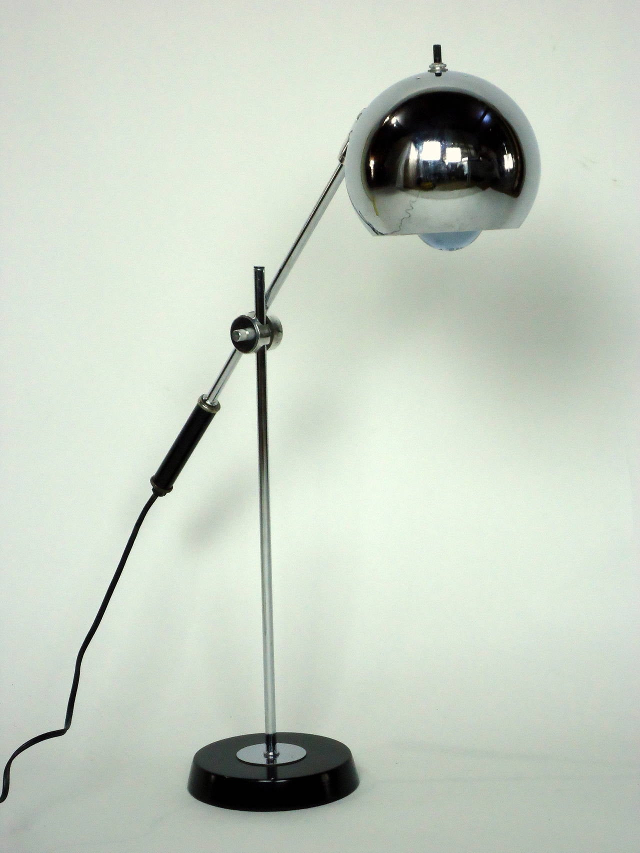 Mid-20th Century Robert Sonneman Chrome Ball Adjustable Table Lamp, circa 1965