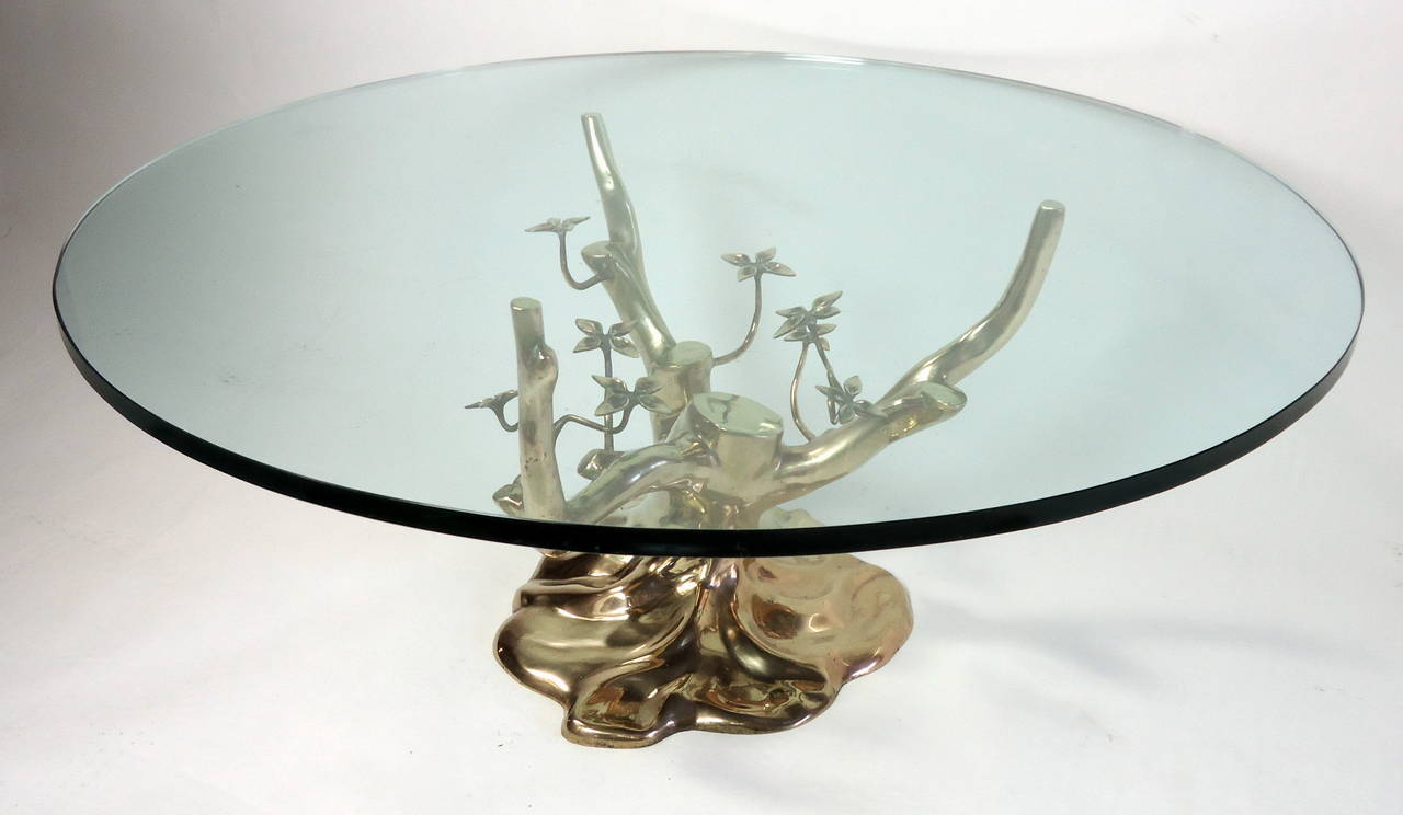 French In the Style of Willy Daro Cast Bronze Bonsai Coffee Table , circa 1970