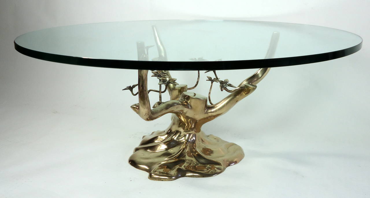 Mid-Century Modern In the Style of Willy Daro Cast Bronze Bonsai Coffee Table , circa 1970