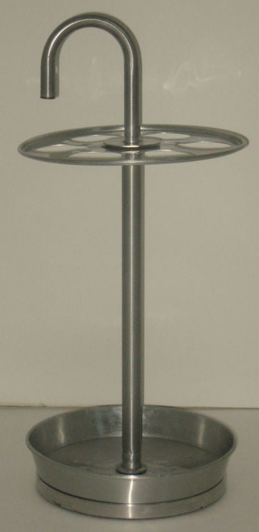 Anodized aluminum umbrella stand from the Warren McArthur Corporation. An elegant modern reinterpretation of a well known 19th Century form. The 3/4