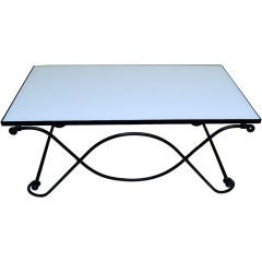 Mid-20th Century French Iron and Glass Cocktail Table Stamped NAV 1