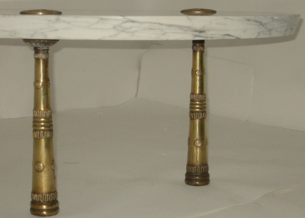 Mid-Century Modern Monteverdi-Young, Mid century Marble Cocktail Table with Bronze Legs