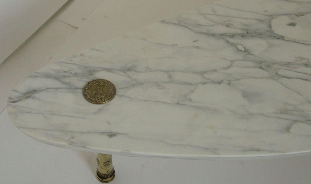 American Monteverdi-Young, Mid century Marble Cocktail Table with Bronze Legs