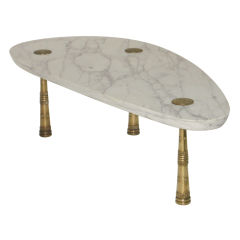 Monteverdi-Young, Mid century Marble Cocktail Table with Bronze Legs