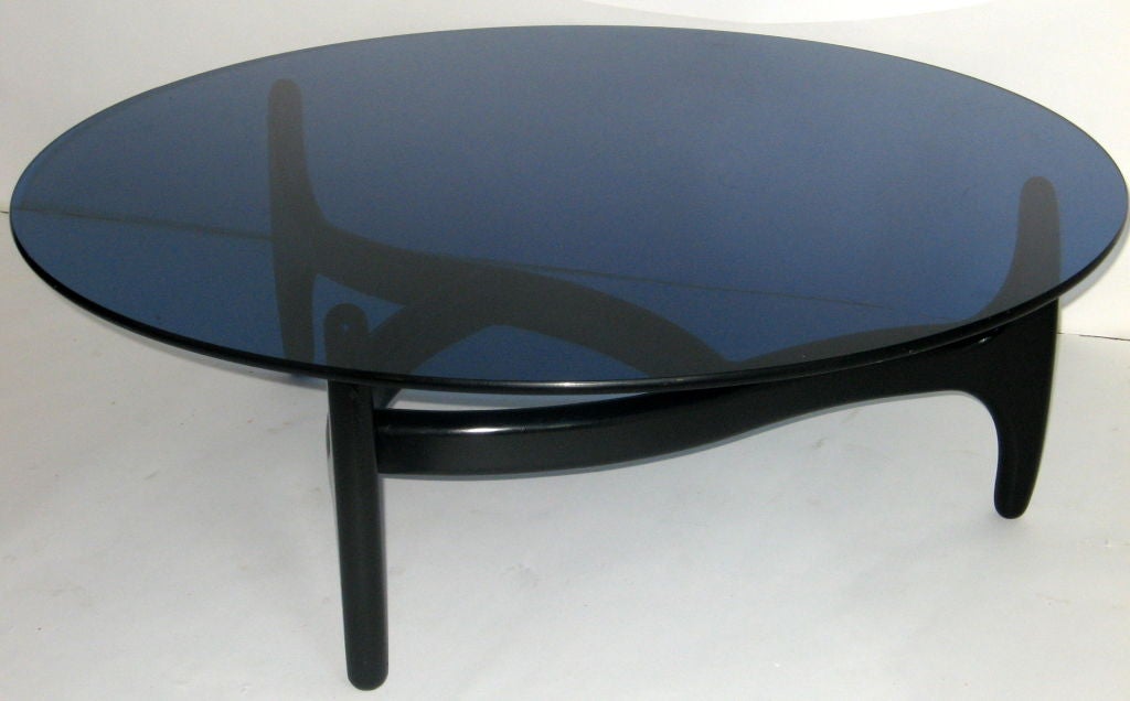 Mid-Century Modern Unusual Adrian Pearsall Cobalt Blue Glass Coffee Table 1960's