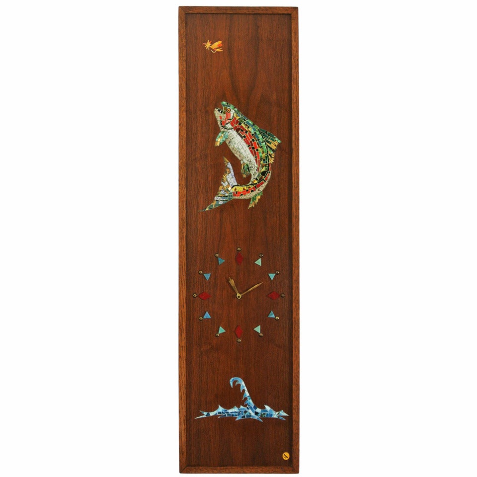   Mosaic Wall Clock, Fly Fishing theme: 1967