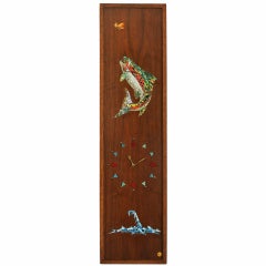 Vintage   Mosaic Wall Clock, Fly Fishing theme: 1967