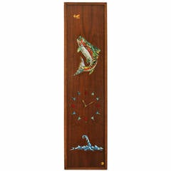 Californian Mid-Century Studio Crafted Signed Mosaic Trout Wall Clock, 1967 4