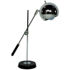 Robert Sonneman Chrome Ball Adjustable Table Lamp, circa 1965