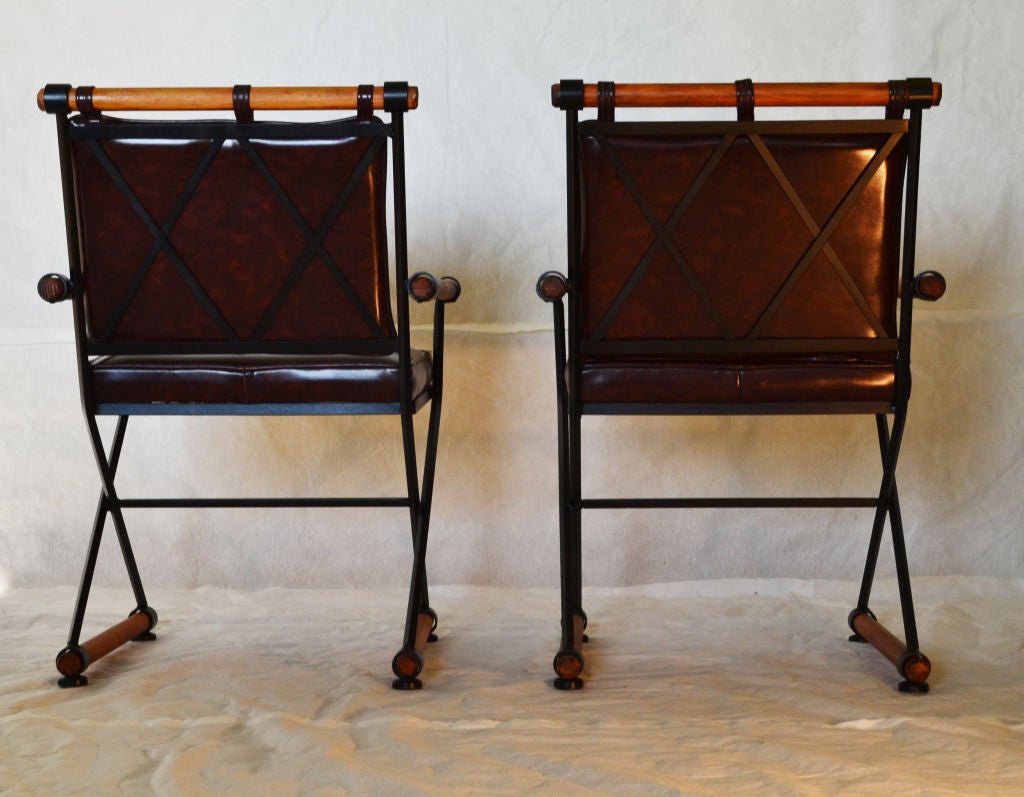 American Pair of Oak and Iron Chairs in the style of Cleo Baldon