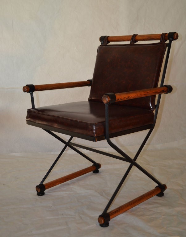 Mid-20th Century Pair of Oak and Iron Chairs in the style of Cleo Baldon