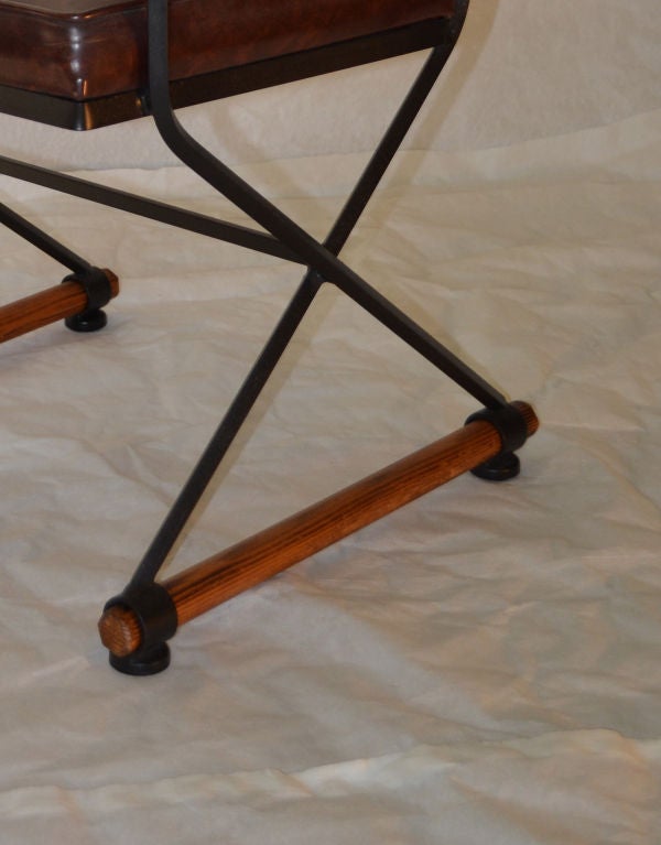 Pair of Oak and Iron Chairs in the style of Cleo Baldon 2
