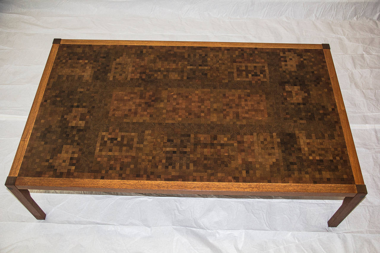 20th Century Danish, Coffee Table by Tranekaer composed of exotic hard Woods, 1970s