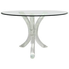 Saber Leg Lucite Dining Table in the Style of Charles Hollis Jones, circa 1970