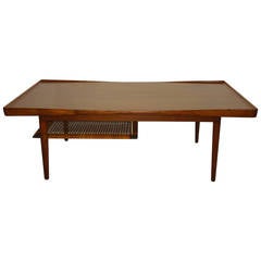 Poul Jensen Selig Coffee Table Teak and Cane Denmark, 1950s 11