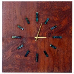 Harris Strong Walnut and Tile Wall Clock 1965