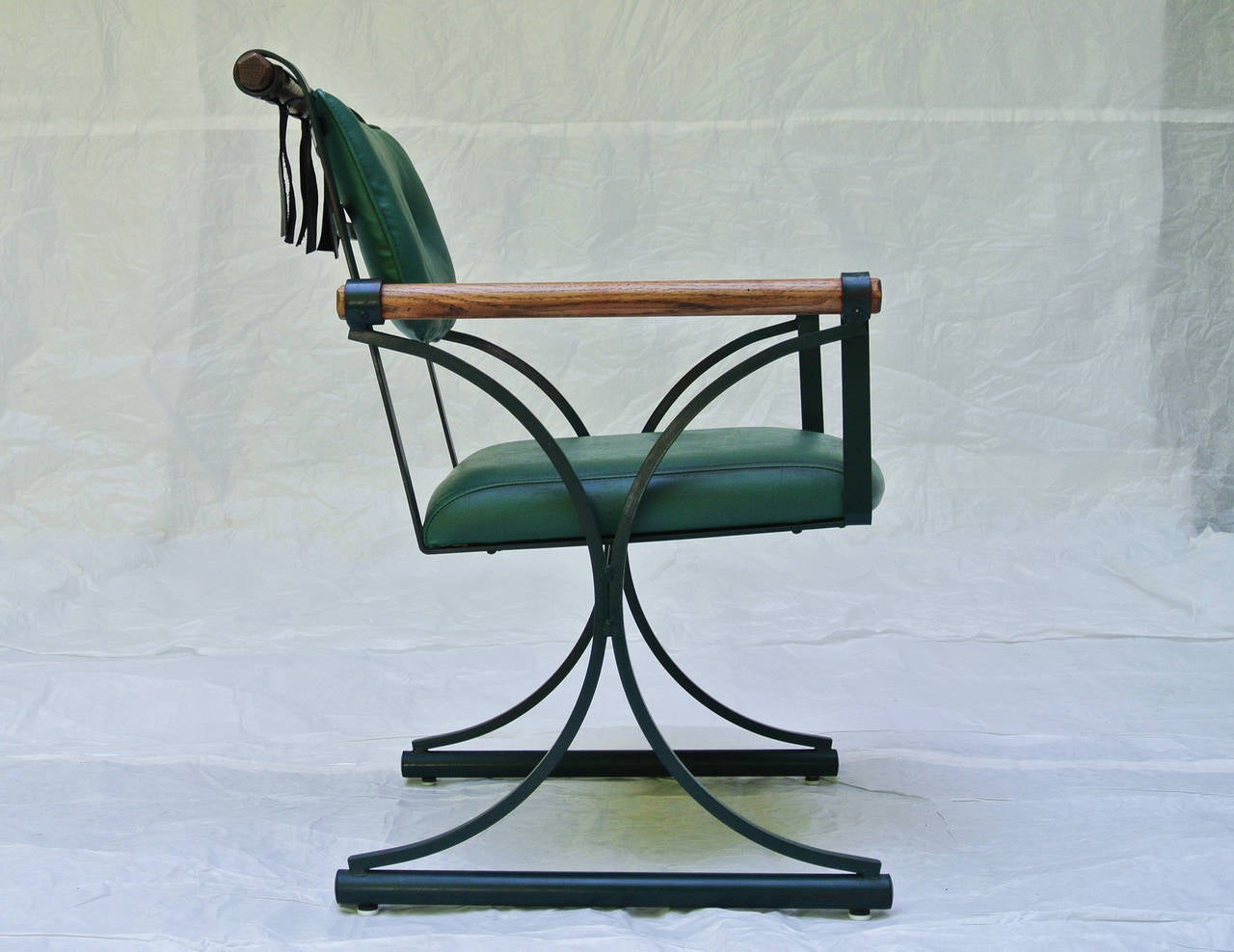 20th Century Cleo Baldon Wrought Iron and Oak Table and Four Chairs, circa 1965