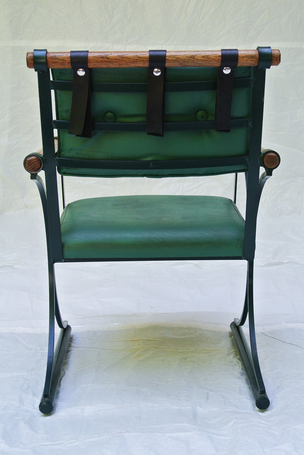 Forged Cleo Baldon Wrought Iron and Oak Table and Four Chairs, circa 1965