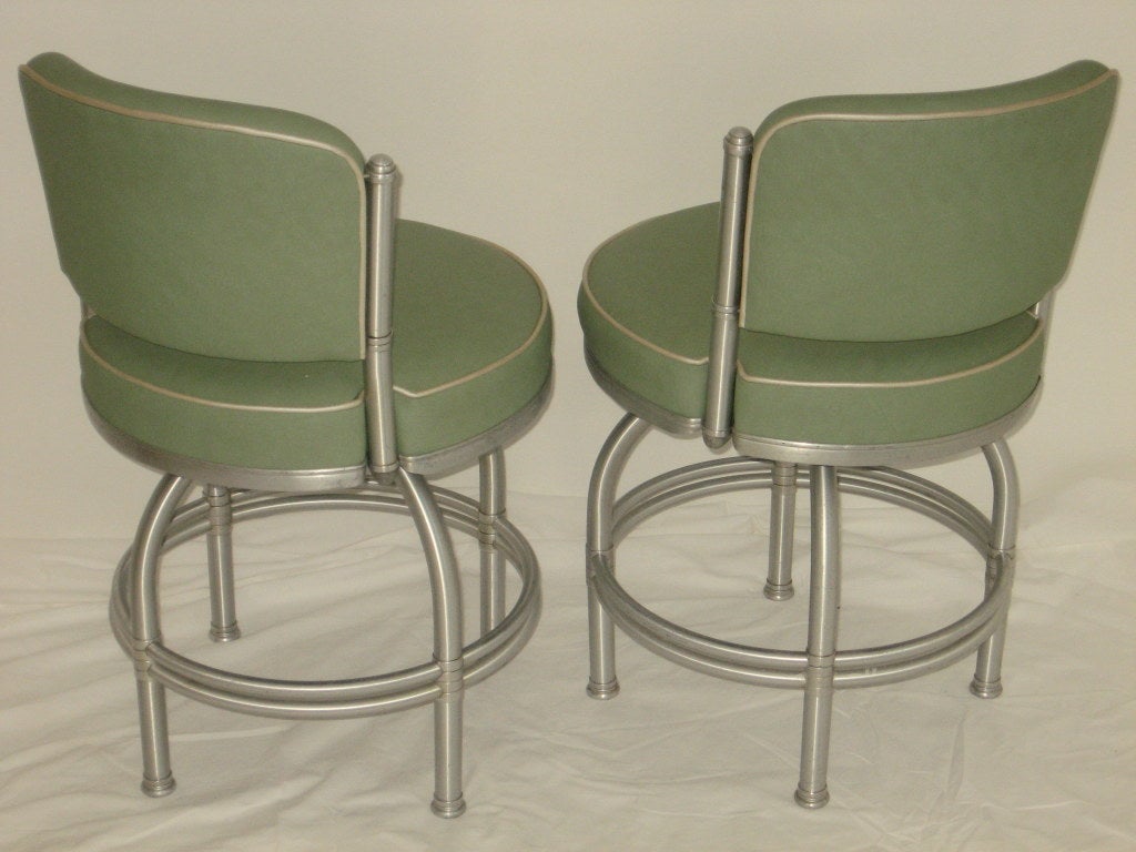 Art Deco Pair of Warren McArthur Railroad Revolving Stools