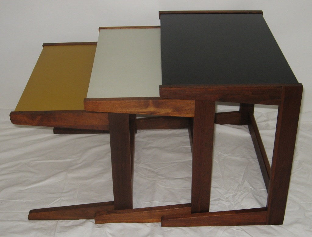 Jens Risom Nest of Black Walnut Tables