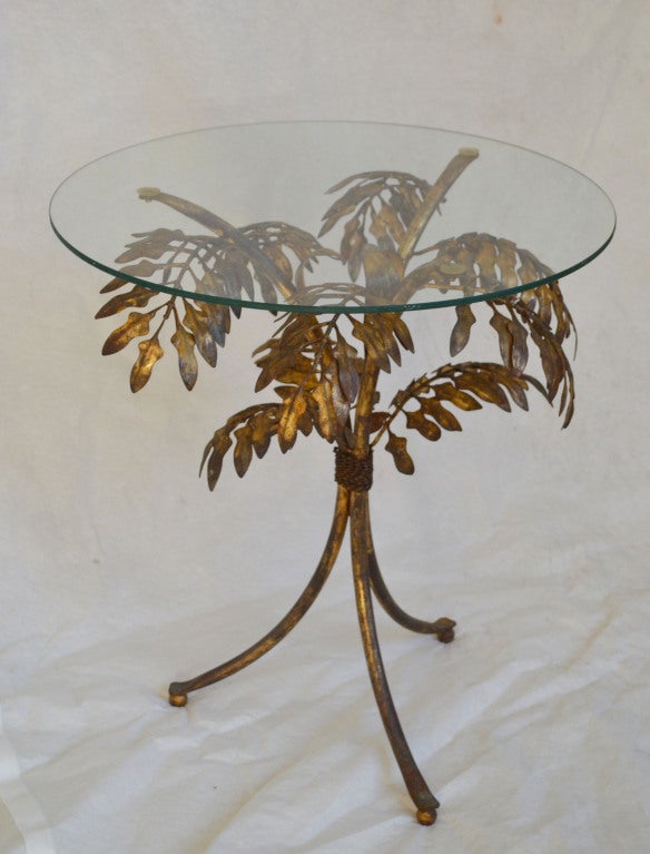1960's Italian Tole Painted Gilt Fern Side Table
