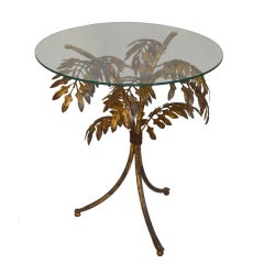 1960's Italian Tole Painted Gilt Fern Side Table