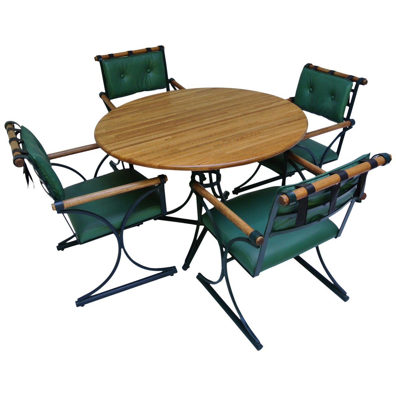 Cleo Baldon Wrought Iron and Oak Table and Four Chairs, circa 1965