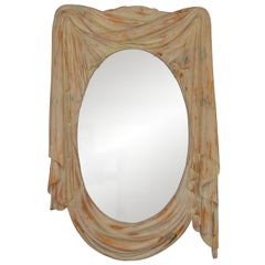 NeoClassical 1960s Draped Carved Wood Mirror by Chapman